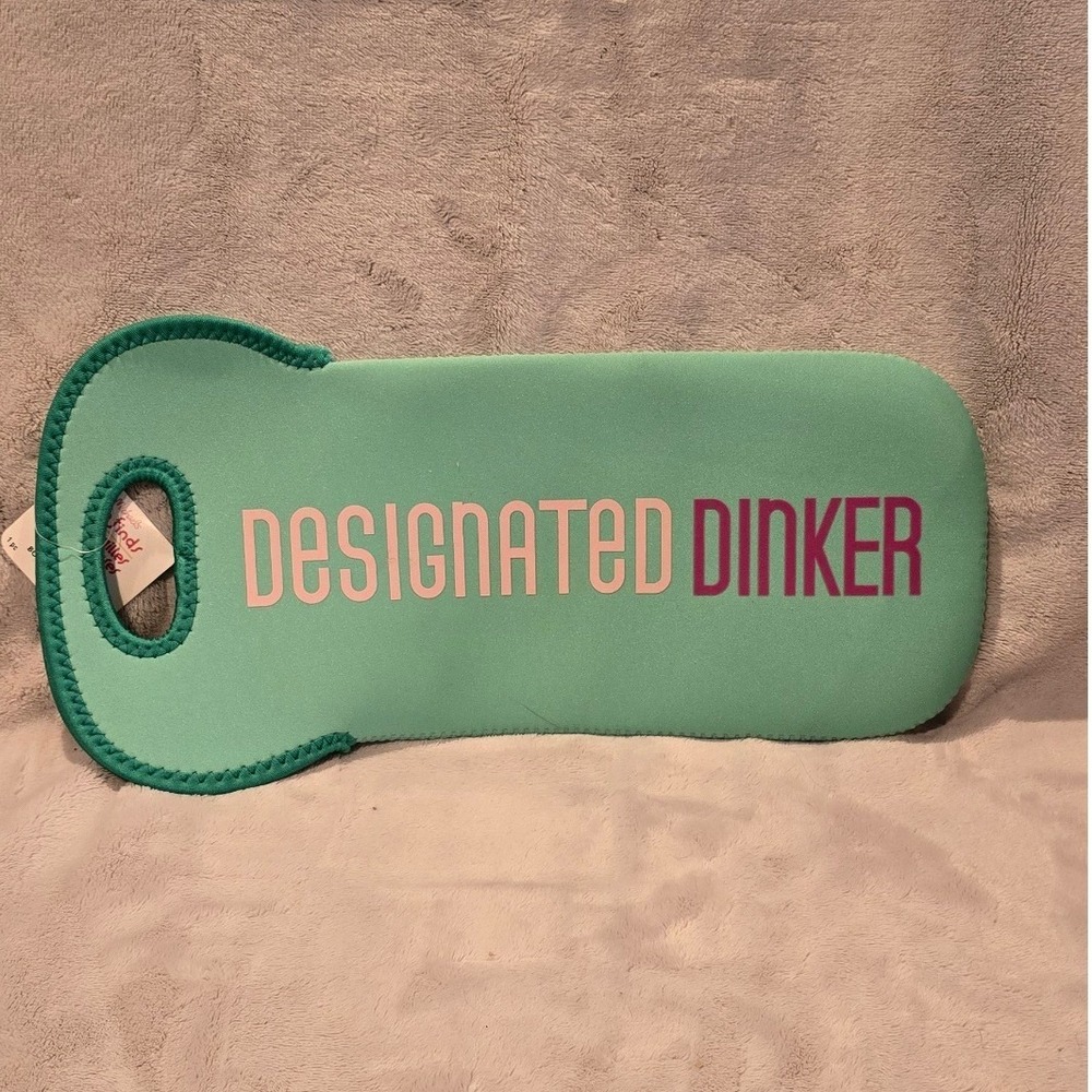 Fab Finds Designated Dinker Neoprene Wine Bottle Pouch Mint Green Insulated Tote